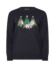 M&Co Blue Christmas Tree Sequin Jumper - Image 5 of 5