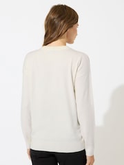M&Co White Reindeer Christmas Jumper - Image 3 of 5
