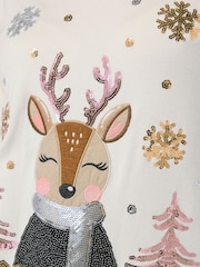M&Co White Reindeer Christmas Jumper - Image 4 of 5