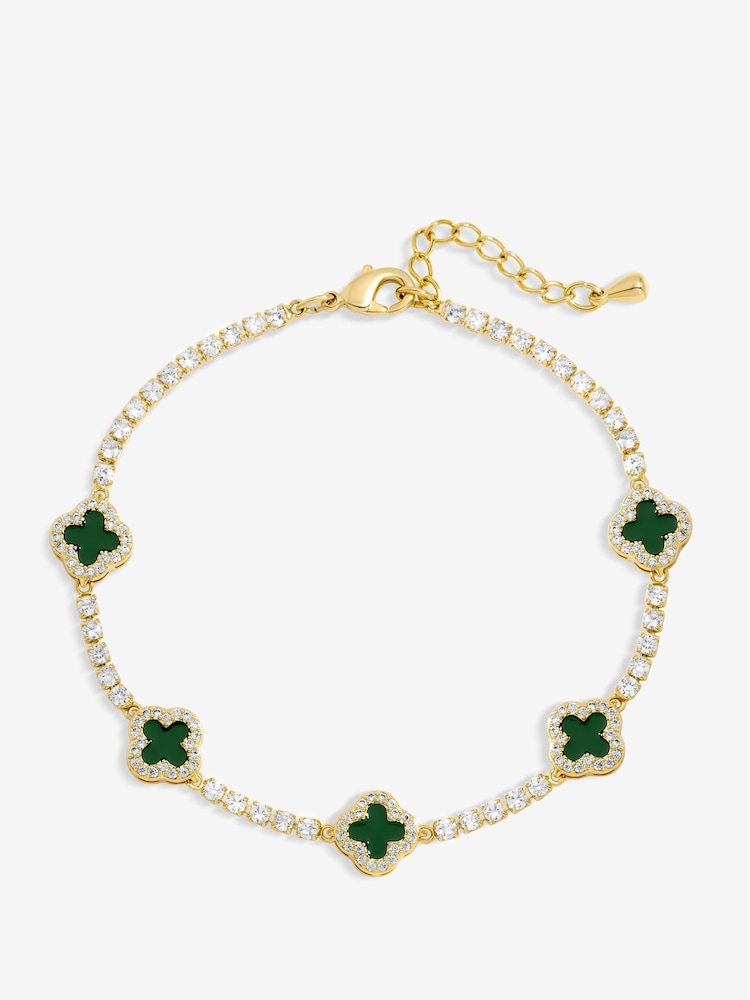 Jon Richard Gold Plated and Emerald Clover Bracelet - Image 1 of 4