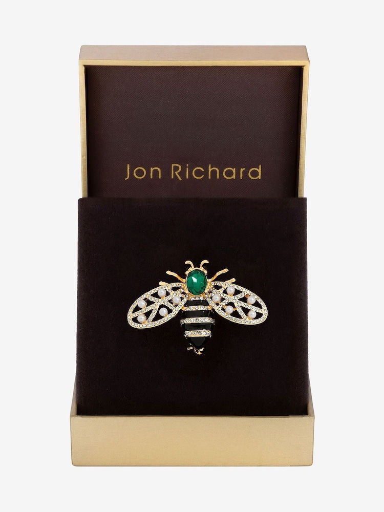 Jon Richard Gold Plated and Crystal Bumble Bee Brooch Gift Box Set - Image 1 of 3