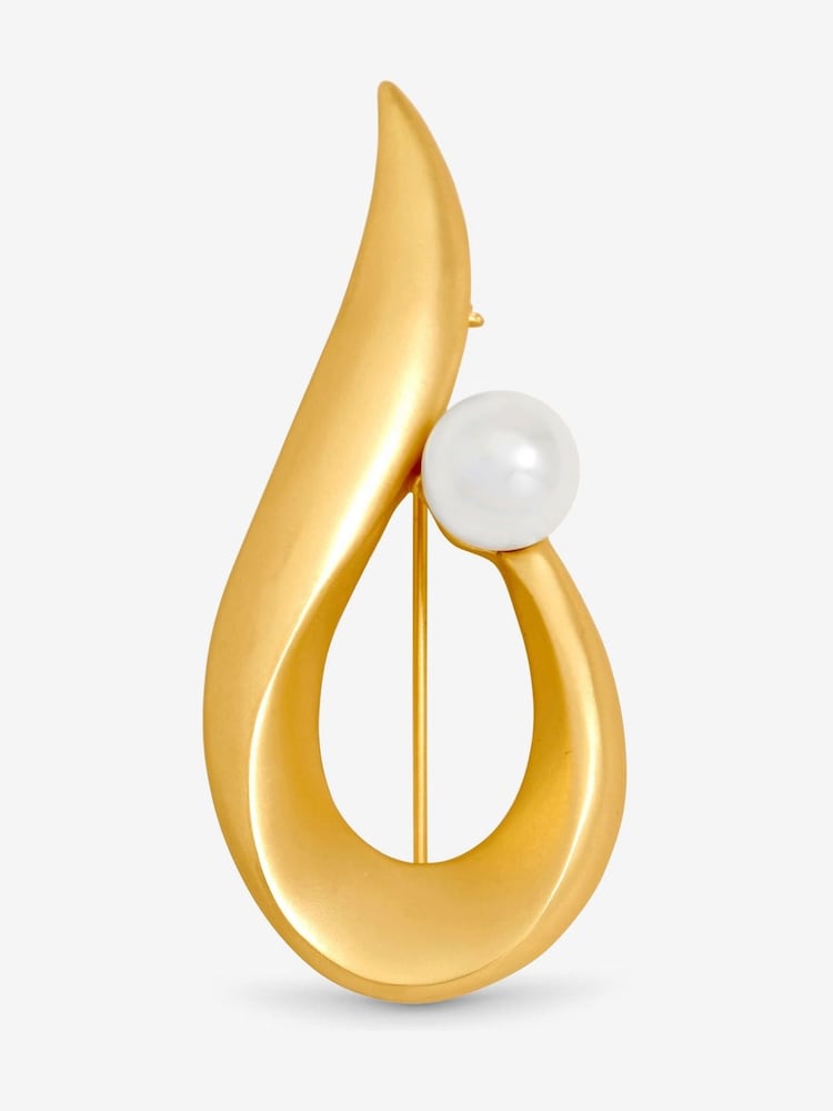 Jon Richard Gold Plated Satin Swirl and Pearl Brooch Gift Box - Image 2 of 3