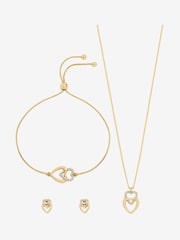 Jon Richard Gold Plated Crystal and Polished Heart Trio Set - Image 1 of 5