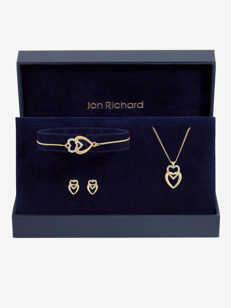 Jon Richard Gold Plated Crystal and Polished Heart Trio Set - Image 5 of 5