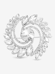 Jon Richard Silver Plated Mixed Crystal Swirl Brooch Gift Box Set - Image 2 of 3