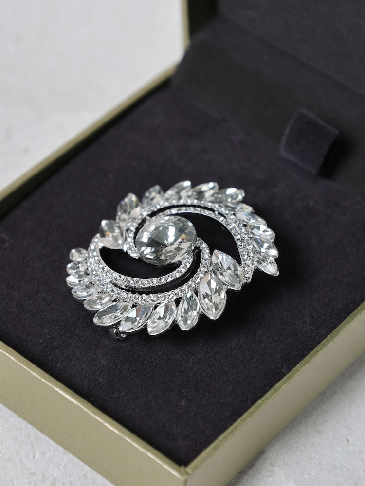 Jon Richard Silver Plated Mixed Crystal Swirl Brooch Gift Box Set - Image 3 of 3 Jon Richard Silver Plated Mixed Crystal Swirl Brooch Gift Box Set - Image 3 of 3