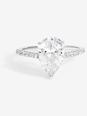Jon Richard Silver Rhodium Plated Cubic Zirconia Pear Ring - Image 1 of 1