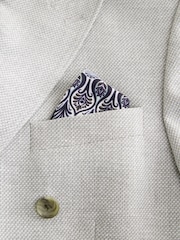 Light Grey Regular Fit Textured Linen Blend Double Breasted Blazer - Image 11 of 12