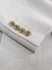 Light Grey Regular Fit Textured Linen Blend Double Breasted Blazer - Image 12 of 12