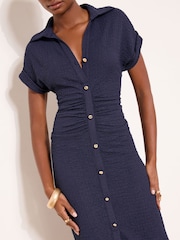 Lipsy Short Sleeve Textured Midi Shirt Dress - Imaginea 2 din 4