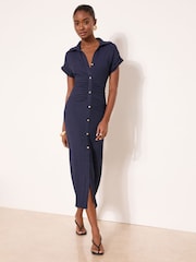 Lipsy Short Sleeve Textured Midi Shirt Dress - Imaginea 3 din 4