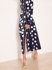 Lipsy Navy Spot Shirt Midi Dress - Image 4 of 4