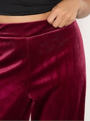 PixieGirl Petite Red Velour Wide Leg Trousers - Image 4 of 5