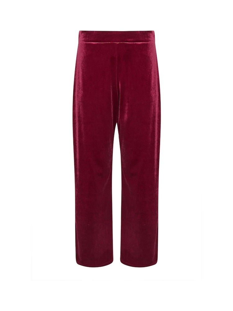 PixieGirl Petite Red Velour Wide Leg Trousers - Image 5 of 5