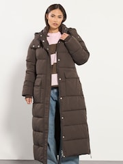 Castanho - PixieGirl Petite Hooded Midi Puffer Coat - Imagem 1 de 5