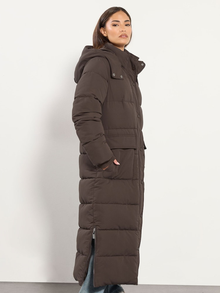 Castanho - PixieGirl Petite Hooded Midi Puffer Coat - Imagem 2 de 5