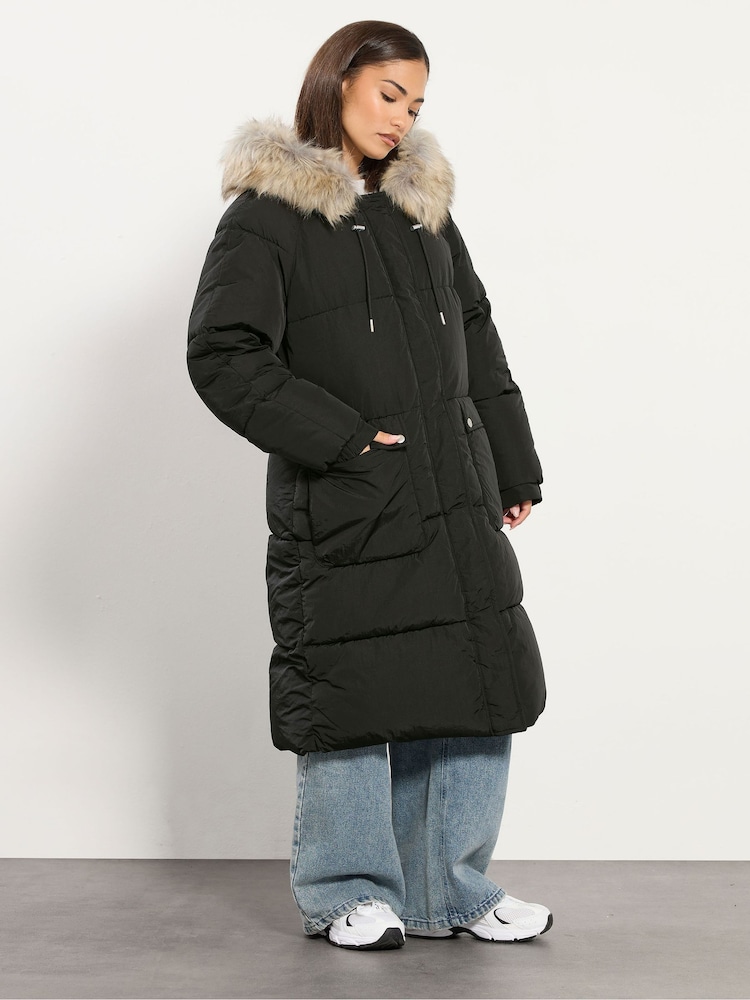 Preto - PixieGirl Petite Hooded Midi Puffer Coat - Imagem 2 de 5