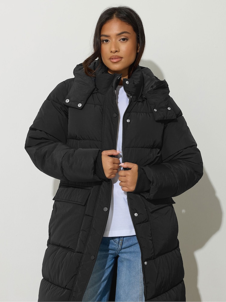 Preto fosco - PixieGirl Petite Hooded Midi Puffer Coat - Imagem 2 de 6