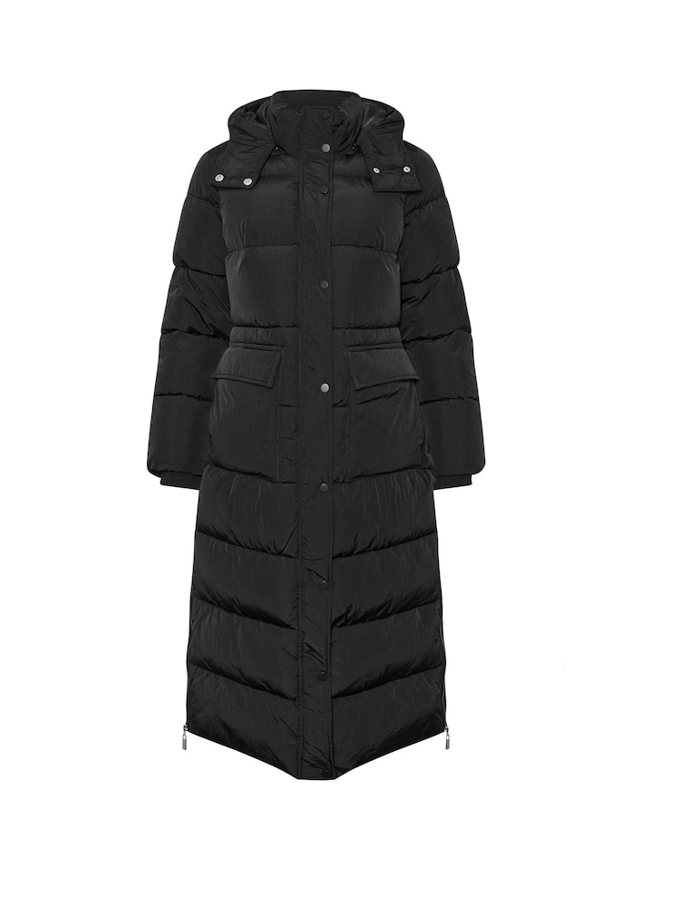 Preto fosco - PixieGirl Petite Hooded Midi Puffer Coat - Imagem 6 de 6