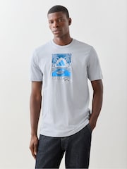 adidas Grey/Blue Summer Slides Relax Graphic T-Shirt - Image 1 of 6