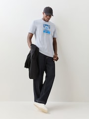 adidas Grey/Blue Summer Slides Relax Graphic T-Shirt - Image 2 of 6