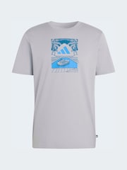 adidas Grey/Blue Summer Slides Relax Graphic T-Shirt - Image 6 of 6