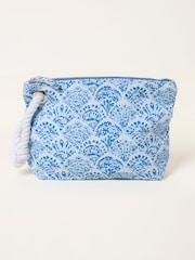 FatFace Light Blue Shell Print Travel Wash Bag - Image 1 of 2