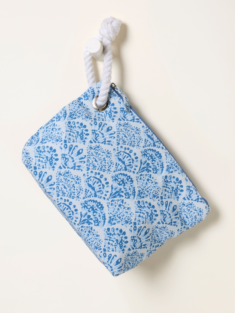 FatFace Light Blue Shell Print Travel Wash Bag - Image 2 of 2