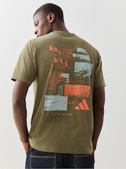adidas Khaki Green Climacool City Tech Illustration Graphic T-Shirt - Image 1 of 5