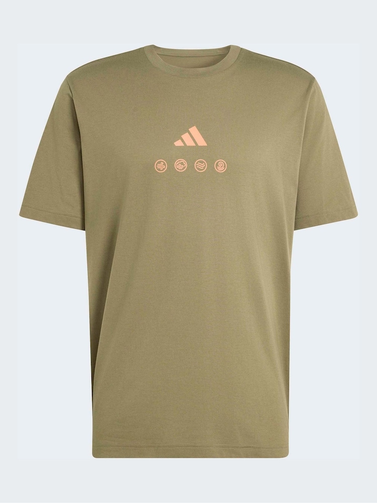 adidas Khaki Green Climacool City Tech Illustration Graphic T-Shirt - Image 5 of 5 adidas Khaki Green Climacool City Tech Illustration Graphic T-Shirt - Image 5 of 5