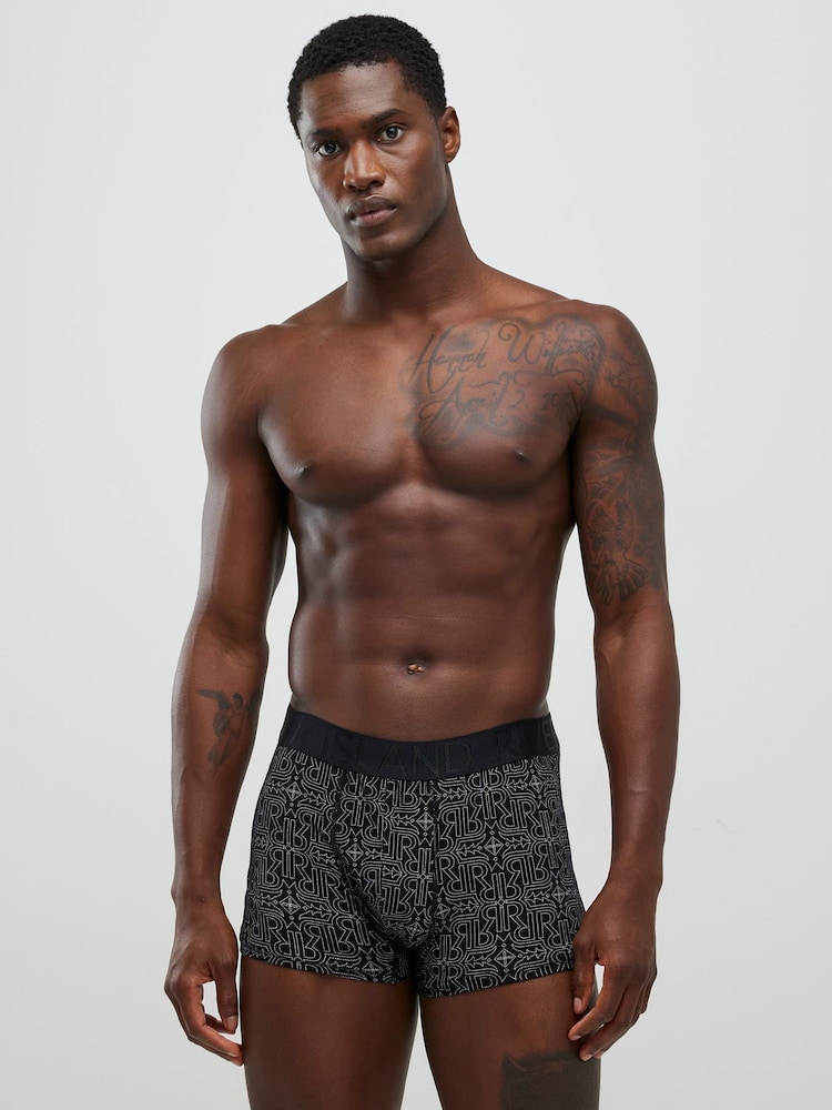 River Island Black Monogram Sketch Trunks 5 Pack - Image 2 of 3