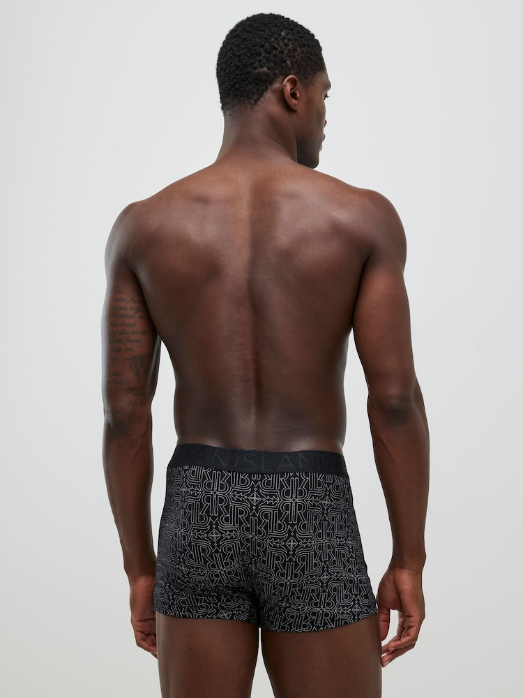 River Island Black Monogram Sketch Trunks 5 Pack - Image 3 of 3