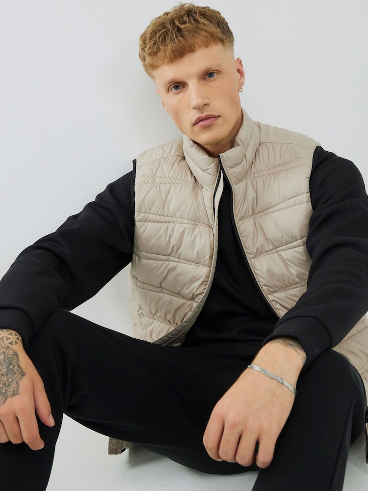 River Island Natural Puffer Gilet - Image 1 of 4