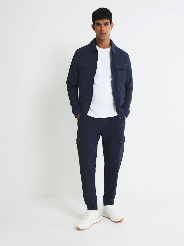 River Island Blue Skinny Fit Stretch Cargo Trousers - Image 1 of 4