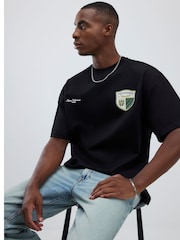 River Island Black Oversized Motorsport Crest T-Shirt - Image 1 of 4