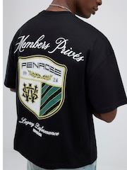 River Island Black Oversized Motorsport Crest T-Shirt - Image 2 of 4