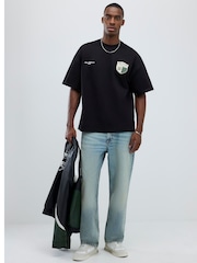 River Island Black Oversized Motorsport Crest T-Shirt - Image 3 of 4