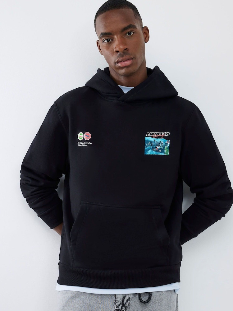 River Island Black Marello Racing Regular Fit Hoodie - Image 1 of 4