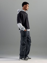 River Island Loose Fit Washed Denim Cargo Jeans - Bild 3 von 4