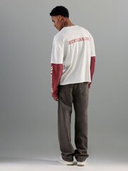 River Island Brown Loose Fit  Washed Jeans - Image 3 of 4