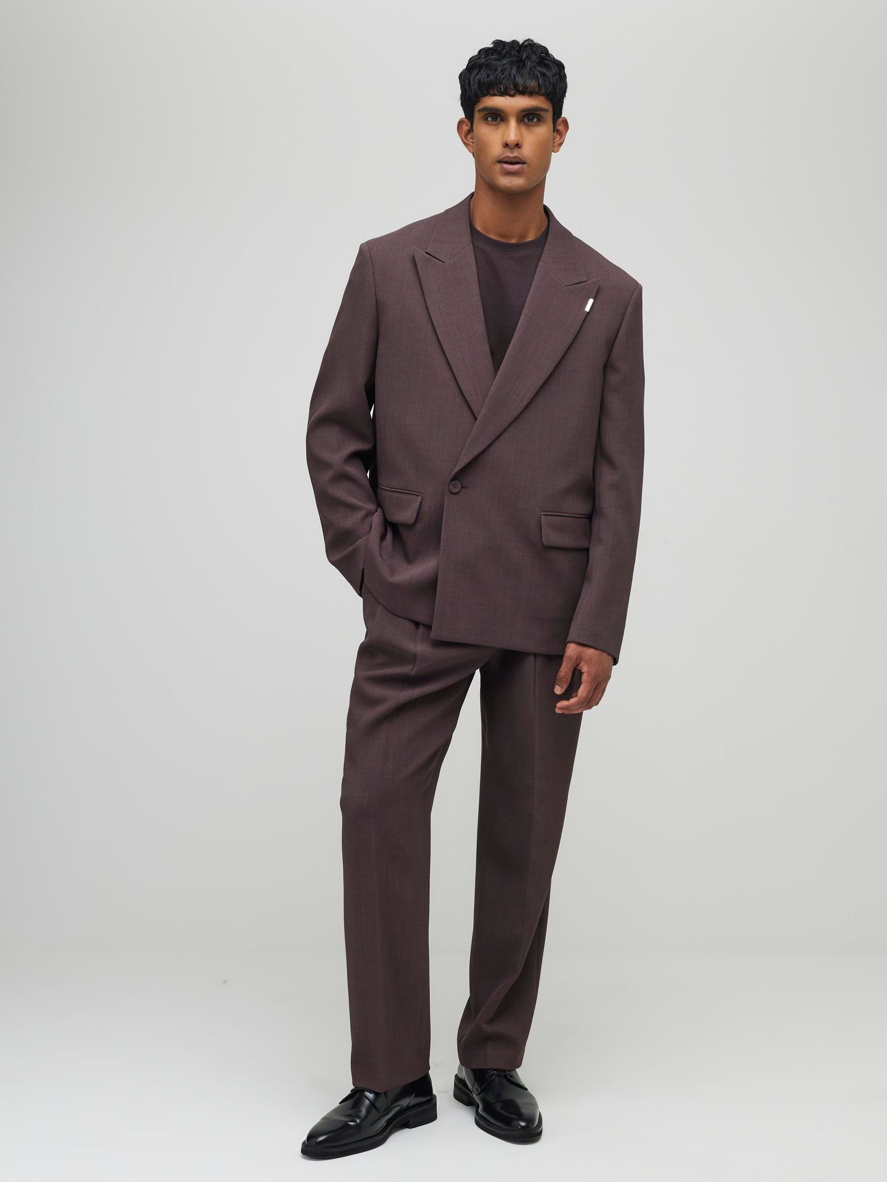 Buy River Island Purple Relaxed Fit Pleated Suit Trousers from