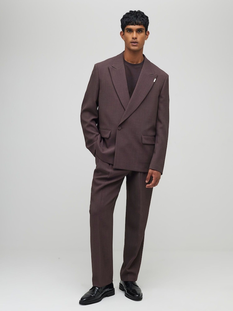 River Island Purple Relaxed Fit Pleated Suit Trousers - Image 1 of 4
