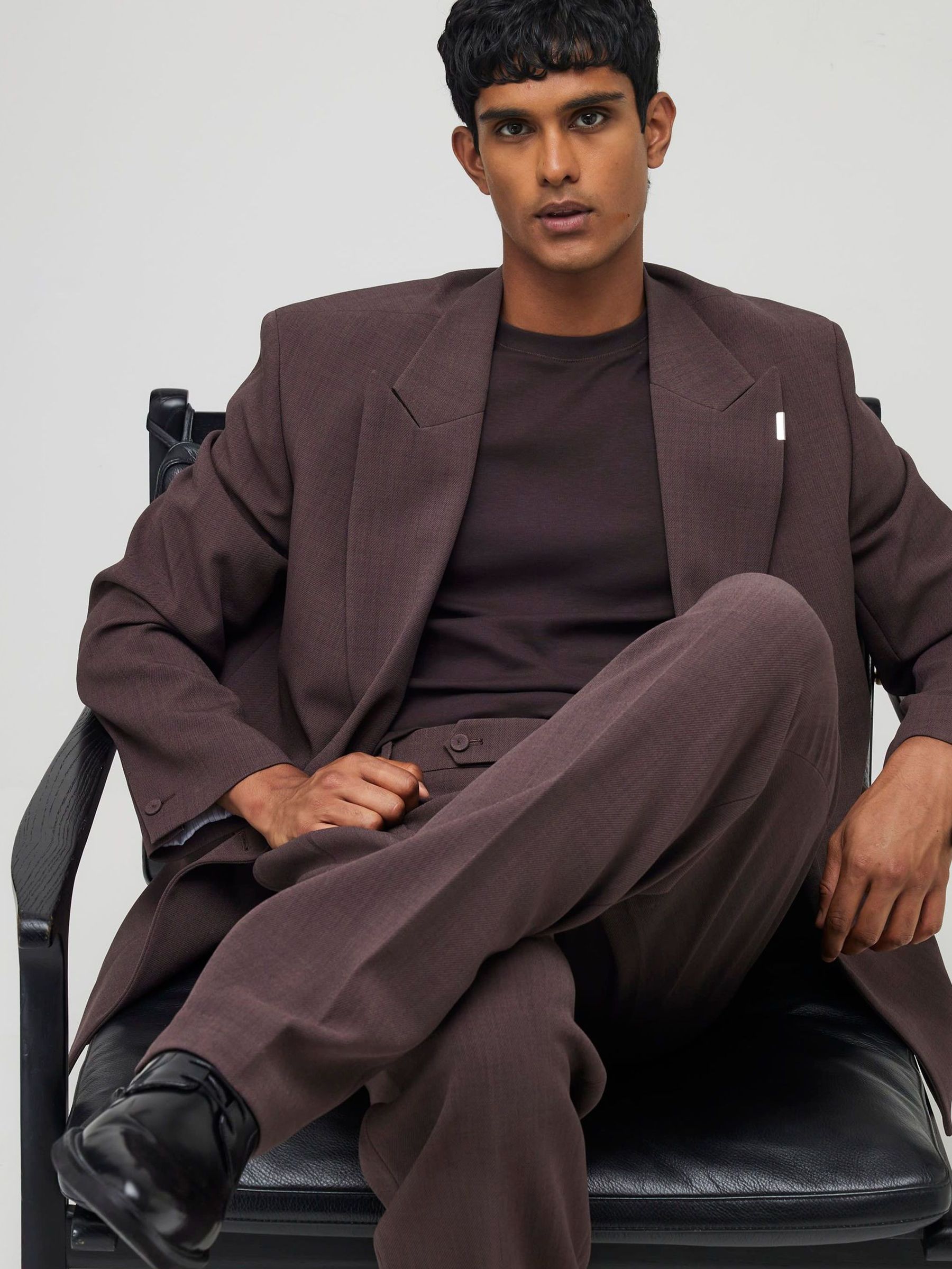 Buy River Island Purple Relaxed Fit Pleated Suit Trousers from