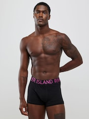 River Island Black Bright Sateen Waist Band Trunks 5 Pack - Image 2 of 3