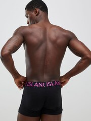 River Island Black Bright Sateen Waist Band Trunks 5 Pack - Image 3 of 3