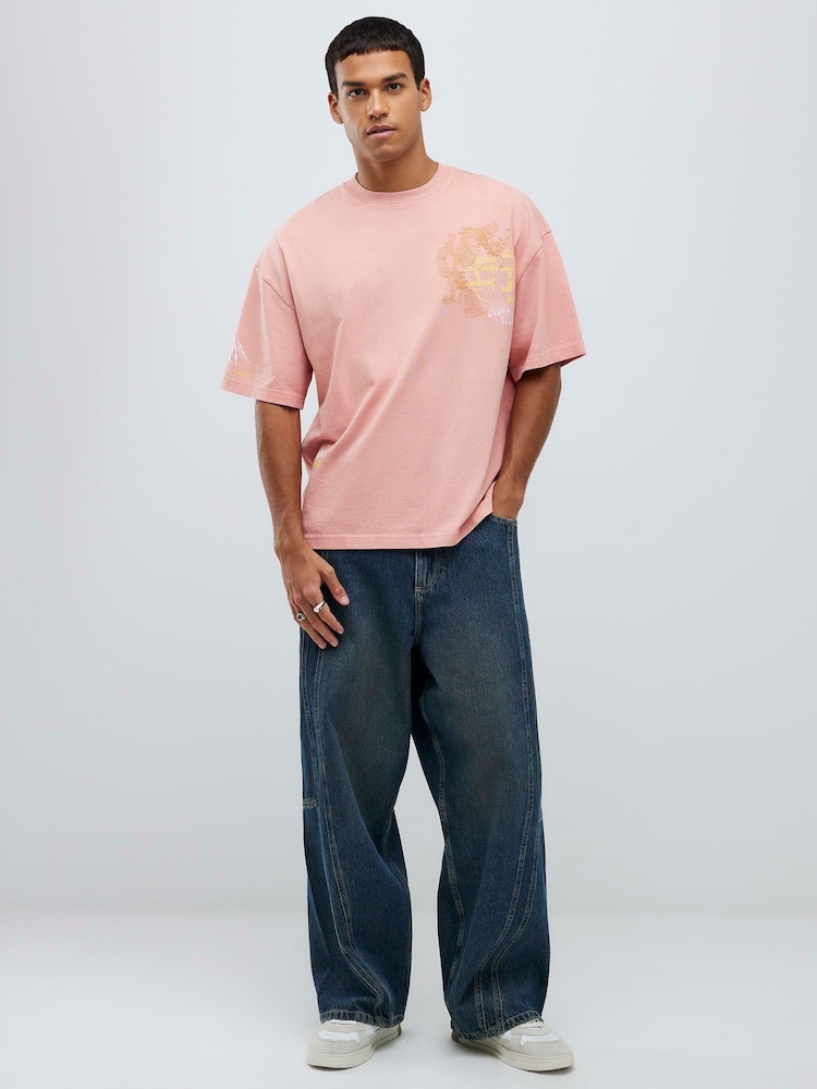 River Island Pink Oversized Japanese Element T-Shirt - Image 2 of 4