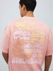 River Island Pink Oversized Japanese Element T-Shirt - Image 4 of 4