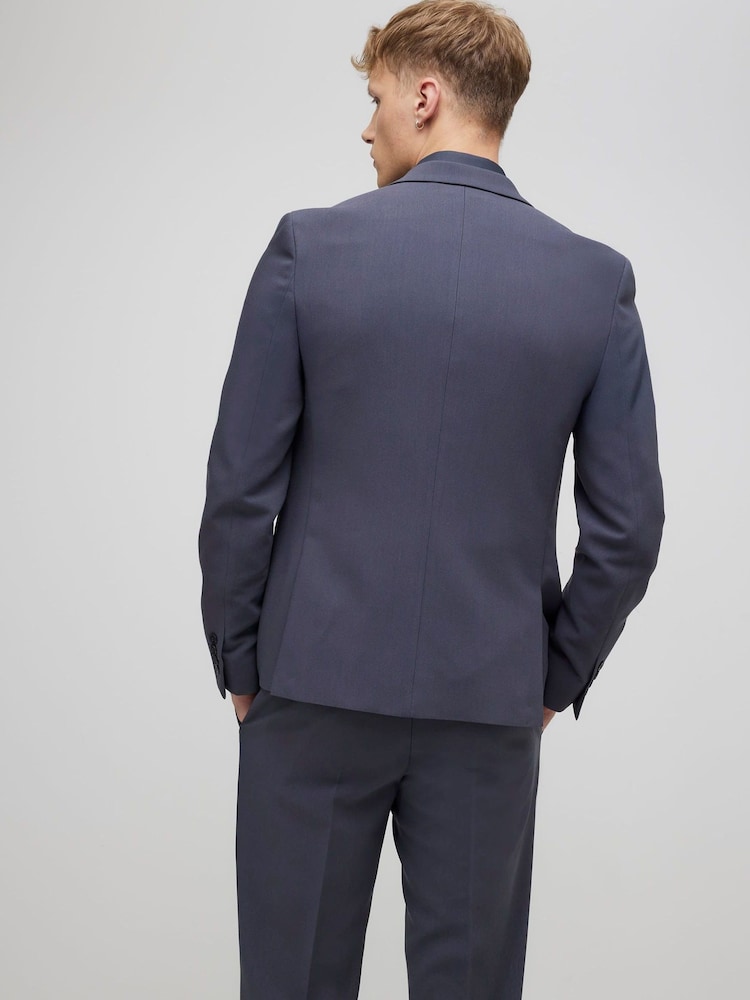 River Island Blue Skinny Fit Suit Jacket - Image 2 of 4