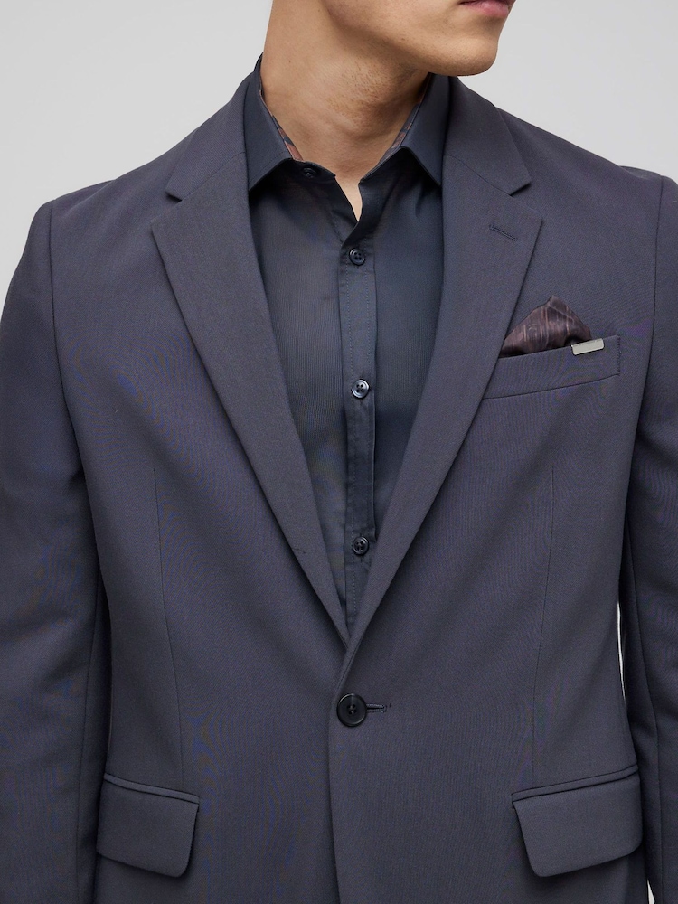 River Island Blue Skinny Fit Suit Jacket - Image 4 of 4