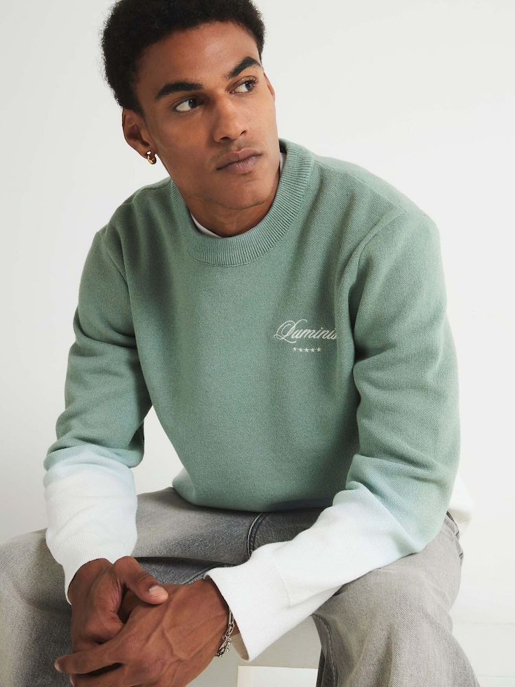River Island Green Ombre Printed Regular Fit Jumper - Image 4 of 4
